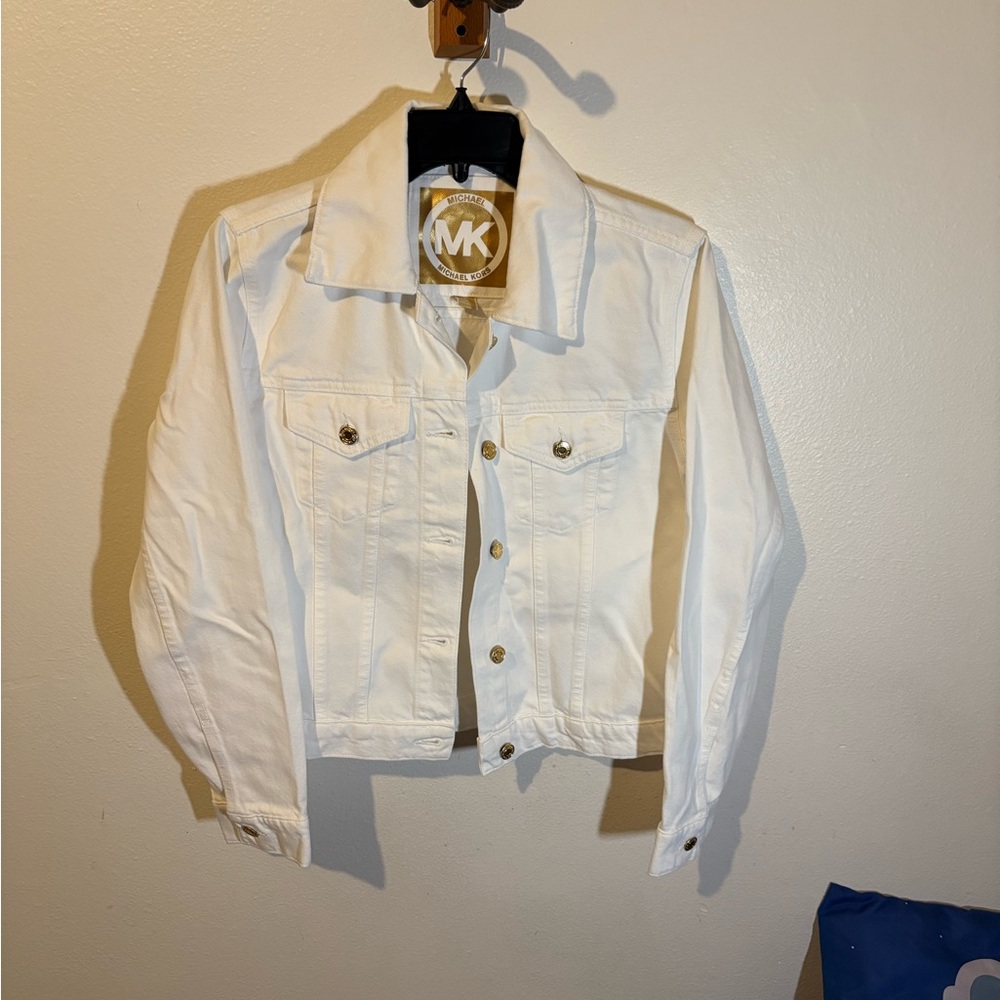 Michael Kors White and Gold Denim Jacket